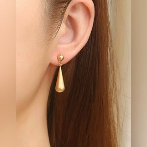NEW 18K Gold Plated Minimalist Stainless Steel  Water Drop Drop Earrings